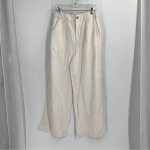 Madewell SIZE 6 NWT Linen Blend  Off-White Wide Leg Casual Pants